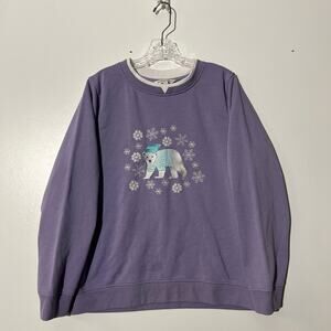 Heritage Charm Puruple Polar‎ Bear Long Sleeved Pullover Layered Look Womens XL